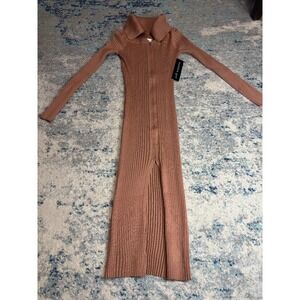 Womens Ribbed Knit Midi Dress Madden Girl Zip Front NWT New‎ With Tags